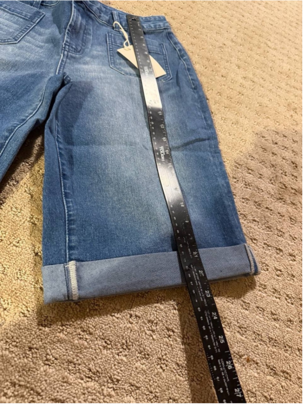 Flamingals Mid Rise Denim Bermuda Shorts L - Picture 6 of 8
